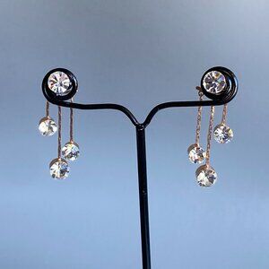 Rose Gold Crystal Triple Glitz Front & Back Earrings